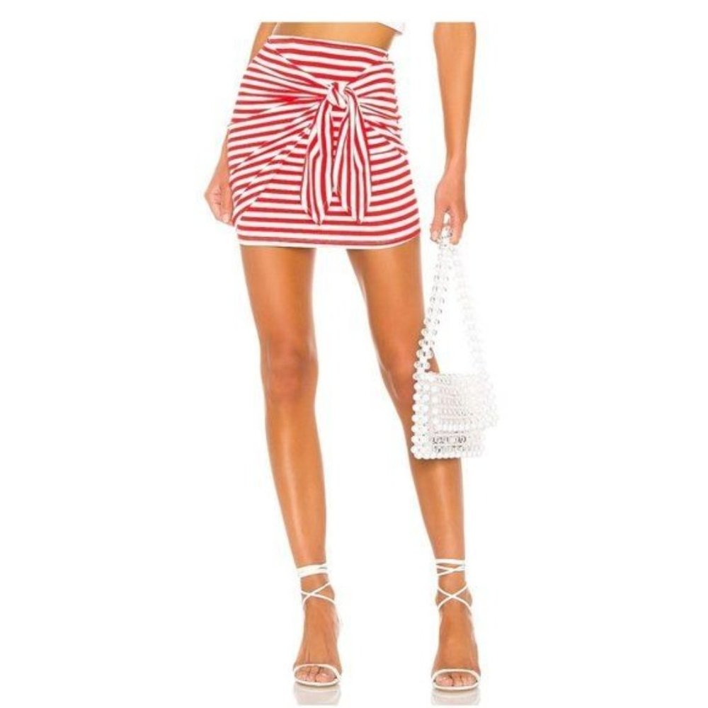 Lovers + Friends Red and White Striped Mini Skirt